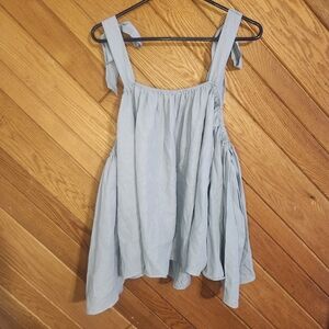 Easel Los Angeles Light Blue Cold Shoulder Tie-Shoulder Sundress Top Size Medium